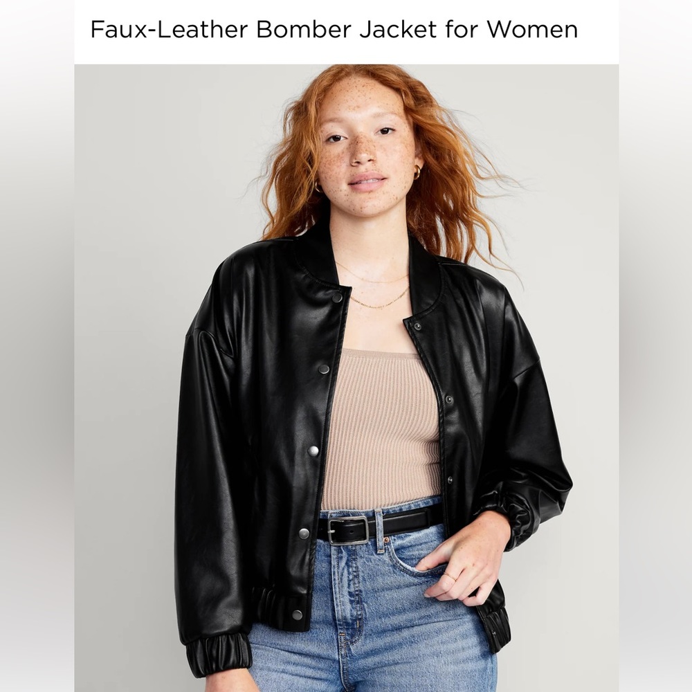 Faux leather bomber jacket for Women